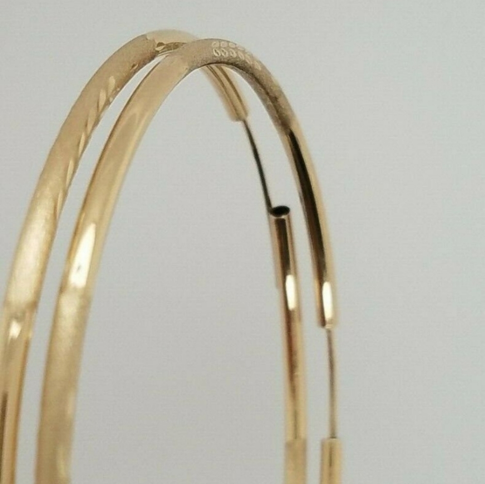 14kyellow Solid Real Gold 2.5 Roundhoopearringsen… - image 5